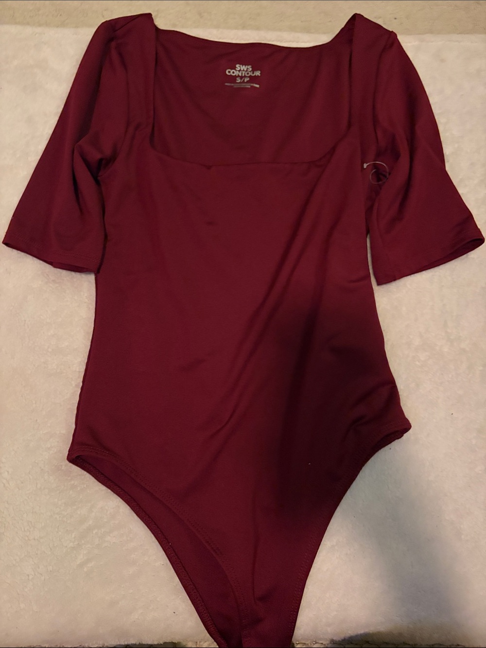 SWS Contour Women's Square Neck Bodysuit in Deep Burgundy